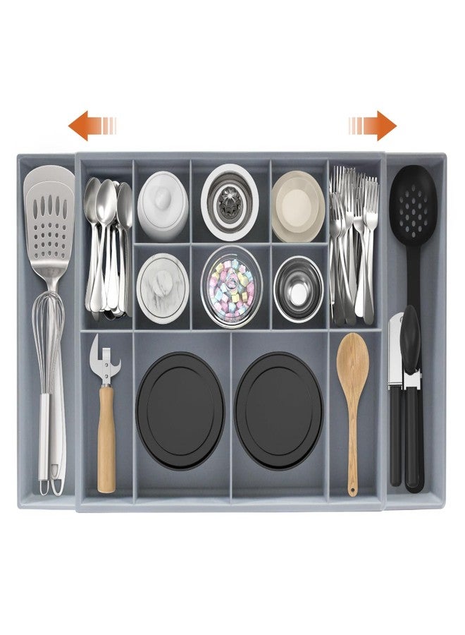 Dravina Expandable Kitchen Organizer Tray for Cutlery, Spices, Cosmetics & Stationery | Multipurpose Adjustable Drawer Organizer for Kitchen, Bedroom, Bathroom & Office Storage (Grey). - Image 1